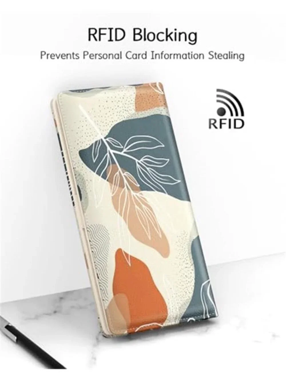 Boho Floral RFID Slim Wallet Womens Leather Bifold Card Holder Coin Purse Clutch